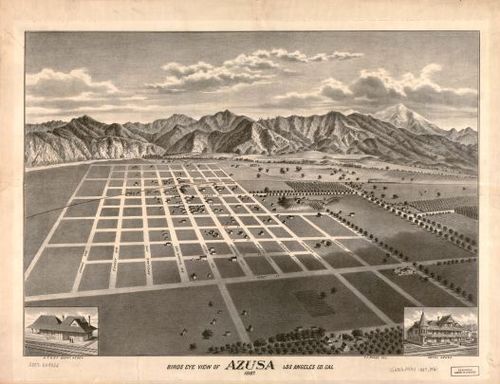 E65 - Birds eye view of Azusa Los Angeles Co Cal 1887