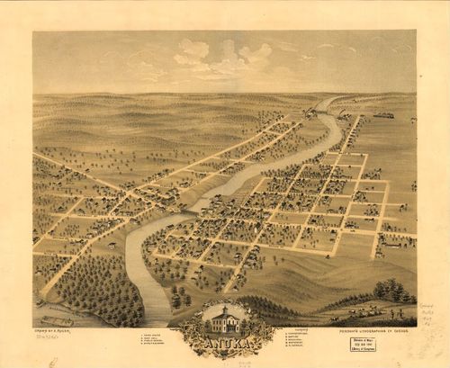 E66 - Birds Eye View of Anoka County Minnesota - Ruger Albert - 1869