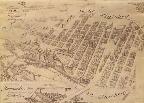 E66 - Birds Eye View of the City of Minneapolis Minnesota - 1891