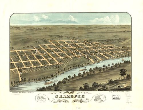 E66 - Birds Eye View of Shakopee Scott County Minnesota - 1869