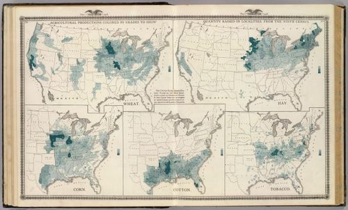 E68 - Agricultural productions colored by grades to show quantity raised in localities - 1875