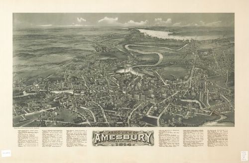 E70 - Aero View of Amesbury Massachusetts by Hughes and Bailey in 1914