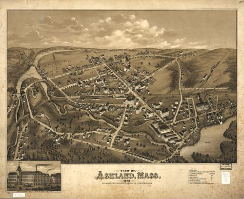 E70 - View of Ashland Massachusetts by OH Bailey in 1878