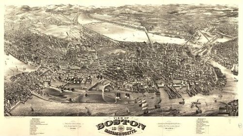 E70 - View of Boston Massachusetts by HH Rowley and Co in 1880