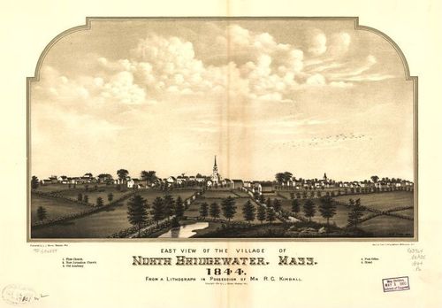 E70 - East View of the Village of North Bridgewater Massachusetts by AF Poole in 1844