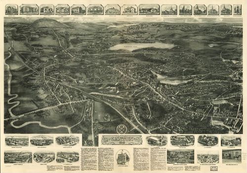 E70 - Aero View of Canton Massachusetts by Hughes and Bailey in 1918