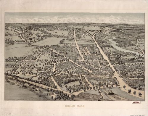 E70 - View of Dedham Massachusetts by Edwin Whitefield in 1876
