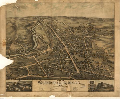 E70 - View of Greenfield Massachusetts by OH Bailey and Co in 1877