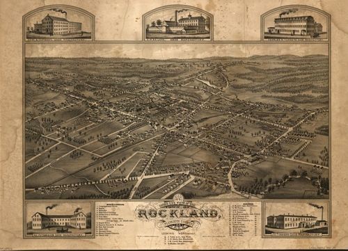 E70 - Birds Eye View of the Town of Rockland Plymouth County Massachusetts - 1881
