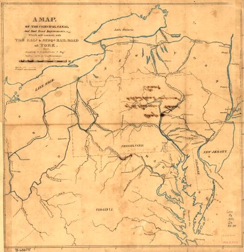E72 - Map of the Principal Canal and Railroad Improvement - GF De La Roche - 1835
