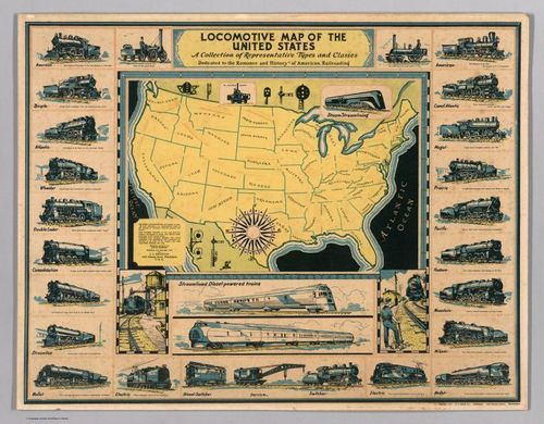 E73 - Locomotive Map of the United States - David Bowers - 1935