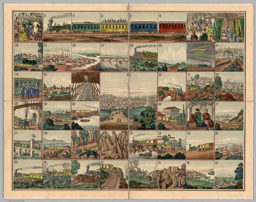 E73 - Game Board Voyage from New York to San Francisco upon the Union Pacific Railroad - 1870