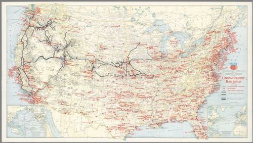 E73 - Geographically Correct Map of the United States - Union Pacific Railroad - 1942