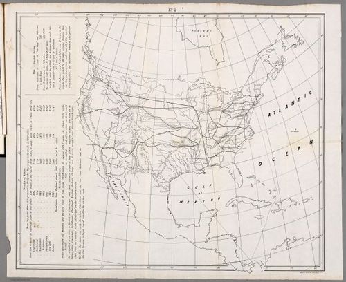 E73 - Map of North America showing possible Rail Routes Across the Continent - Asa Whitney - 1849