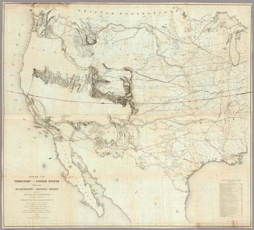 E73 - Map Of The Territory Of The United States From The Mississippi To The Pacific Ocean - Warren Gouverneur Kemble - 1855