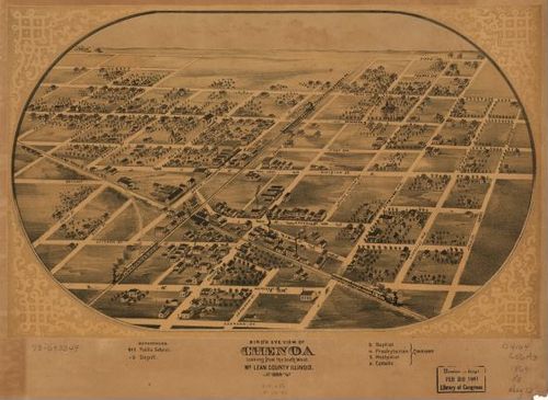 E74 - Birds Eye View of Chenoa McLean County Illinois - A Ruger - 1869