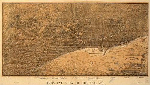 E74 - Birds Eye View of Chicago - Peter Roy - 1892