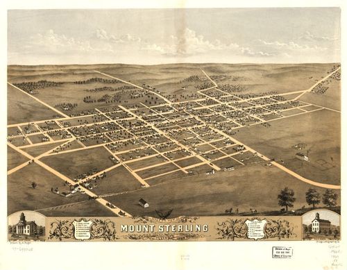 E74 - Birds Eye View of Mount Sterling Brown County Illinois - A Ruger - 1869