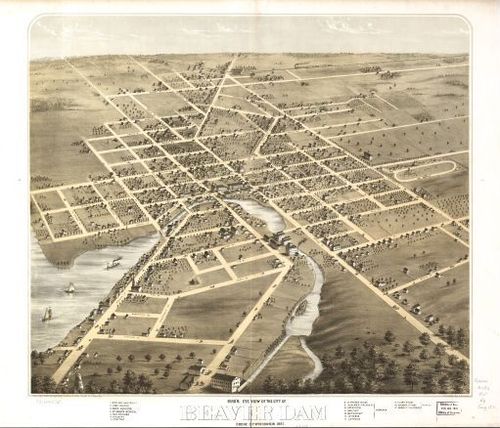 E78 - Birds Eye View of the City of Beaver Dam Dodge Co Wisconsin - A Ruger - 1867