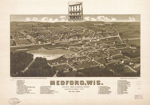E78 - Medford Wisconsin County Seat of Taylor County Before the Great Fire May 28th - Beck and Pauli - 1885