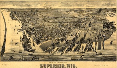 E78 - Perspective Map of the City of Superior Wisconsin - American Publishing Co - 1893