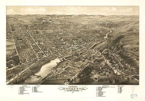 E78 - Birds Eye View of Waukesha CS of Waukesha Co Wisconsin - Beck and Pauli - 1880