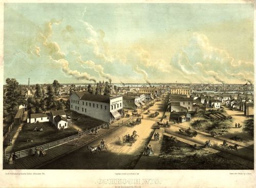 E78 - Oshkosh Wisconsin From HL Cottrills Block - Louis Kurz - 1850