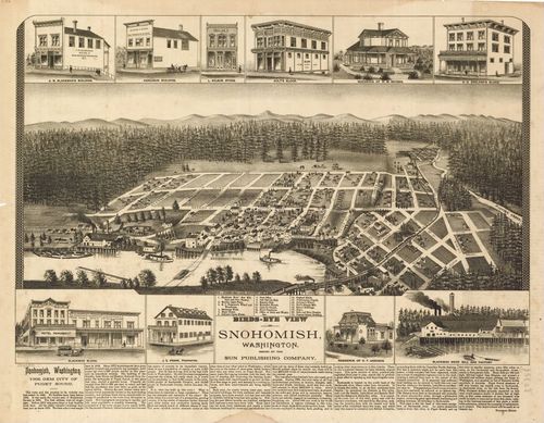 E79 - Birds Eye View of Snohomish Washington - Elliott Pu Co - 1890