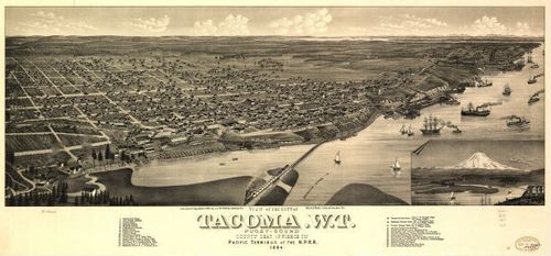 E79 - View of the City of Tacoma WT Puget-Sound County Seat of Pierce City - Beck and Pauli - 1884