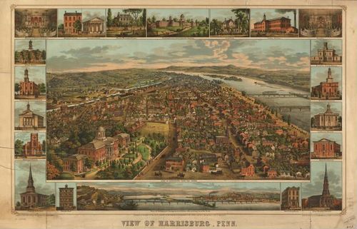 E80 - View of Harrisburg Pennsylvania - 1855