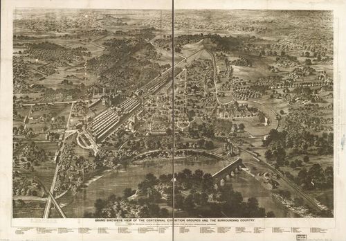 ​E80 - Grand birds eye view of the Centennial Exhibition grounds and the surrounding country​ - 1876