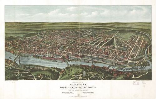E80 - Birds Eye View of Manayunk Wissahickon Roxborough from West Laurel Hill Cemetery Philadelphia Pennsylvania - 1907 