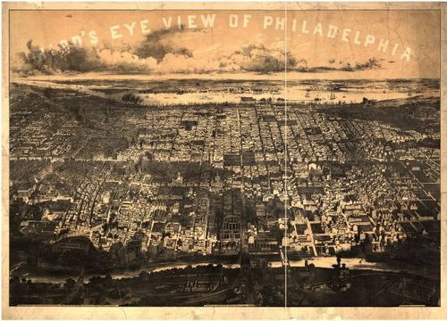 E80 - Birds Eye View of Philadelphia - 1868