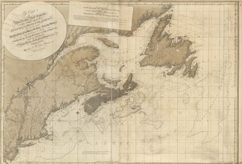 E89 - The Coast of Nova Scotia New England Ne York Jersey The Gulph and River of St Lawrence The Islands of Newfoundland Cape Brton St John Antecofty Sable and Soundings Map