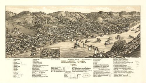 E93 - Birds eye view of Bellaire Ohio - 1882