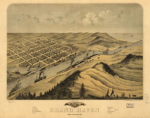 E94 - Birds eye view of the city of Grand Haven Ottawa Co Michigan - 1868