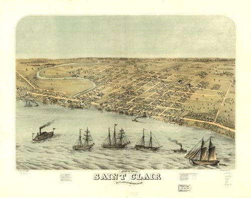 E94 - Birds eye view of Saint Clair St Clair Co Michigan - 1868