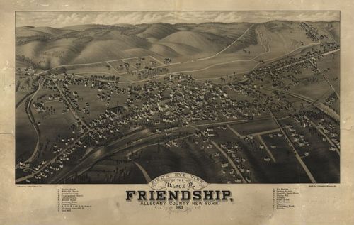 E95 - Birds eye view of the village of Friendship Allegany County New York - 1882