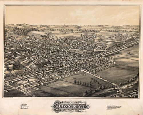 E95 - Birds eye view of Ilion New York population 4500 - 1881