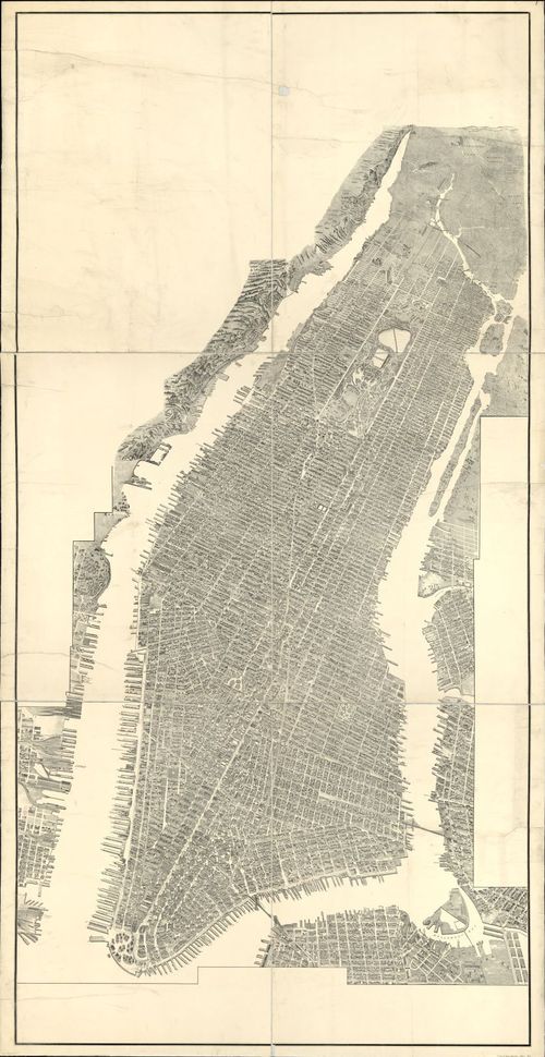 E95 - Birds-eye-view of Manhattan and adjacent districts New York City - 1900
