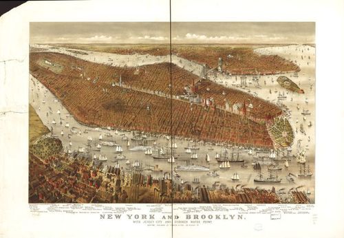 E95 - New York and Brooklyn with Jersey City and Hoboken water front - 1877