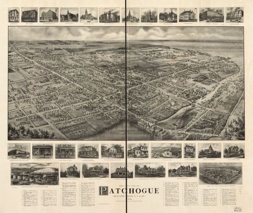 E95 - Birds-eye view of Patchogue Long Island New York - 1906