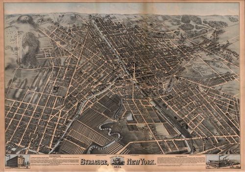 E95 - Birds eye view of Syracuse New York - 1874