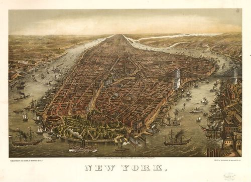 E95 - Birds eye view of New York - 1873