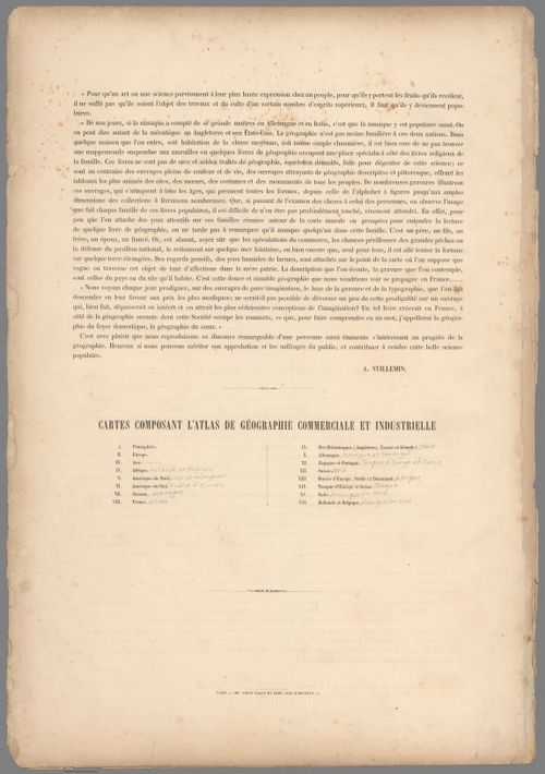 E98 - Text: (Continues) Introduction. Carte composant l'atlas de geographie commercile ...