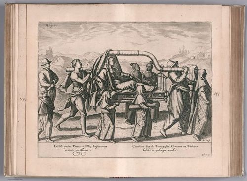 E99 - View: Portugaises portees en Lietieres ou Palaquins desvouverts.