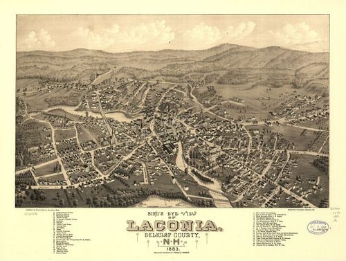 E104 - Birds eye view of Laconia Belknap County New Hampshire - 1883