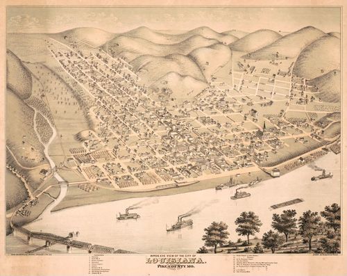 E107 - Birds eye view of the city of Louisiana Pike County Mo