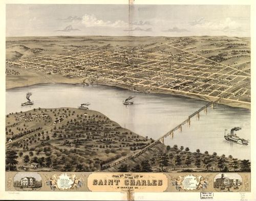 E107 - Birds eye view of the city of Saint Charles St Charles Co Missouri - 1869