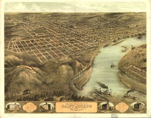 E107 - Birds eye view of the city of Saint Joseph Missouri  - 1868